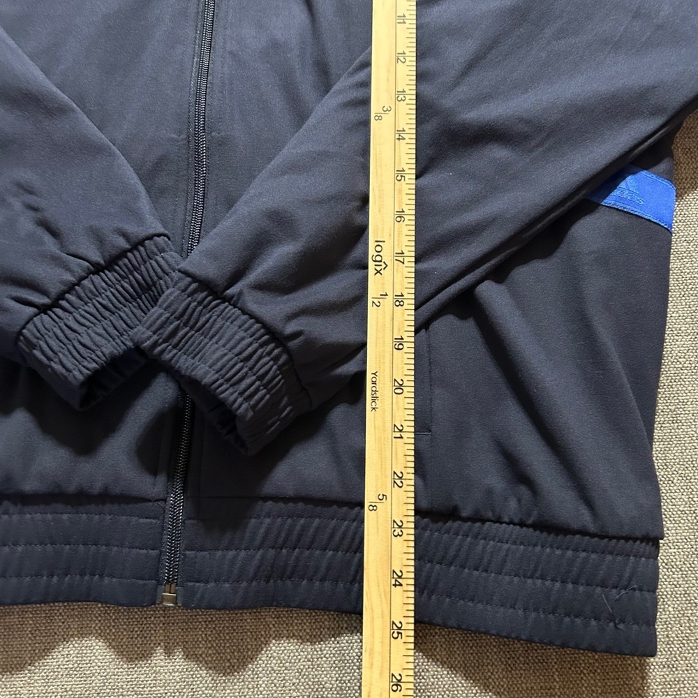 Adidas Track Jacket Mens Large Navy Blue Full Zip Gold Logo Taping Sportswear - Picture 5 of 7